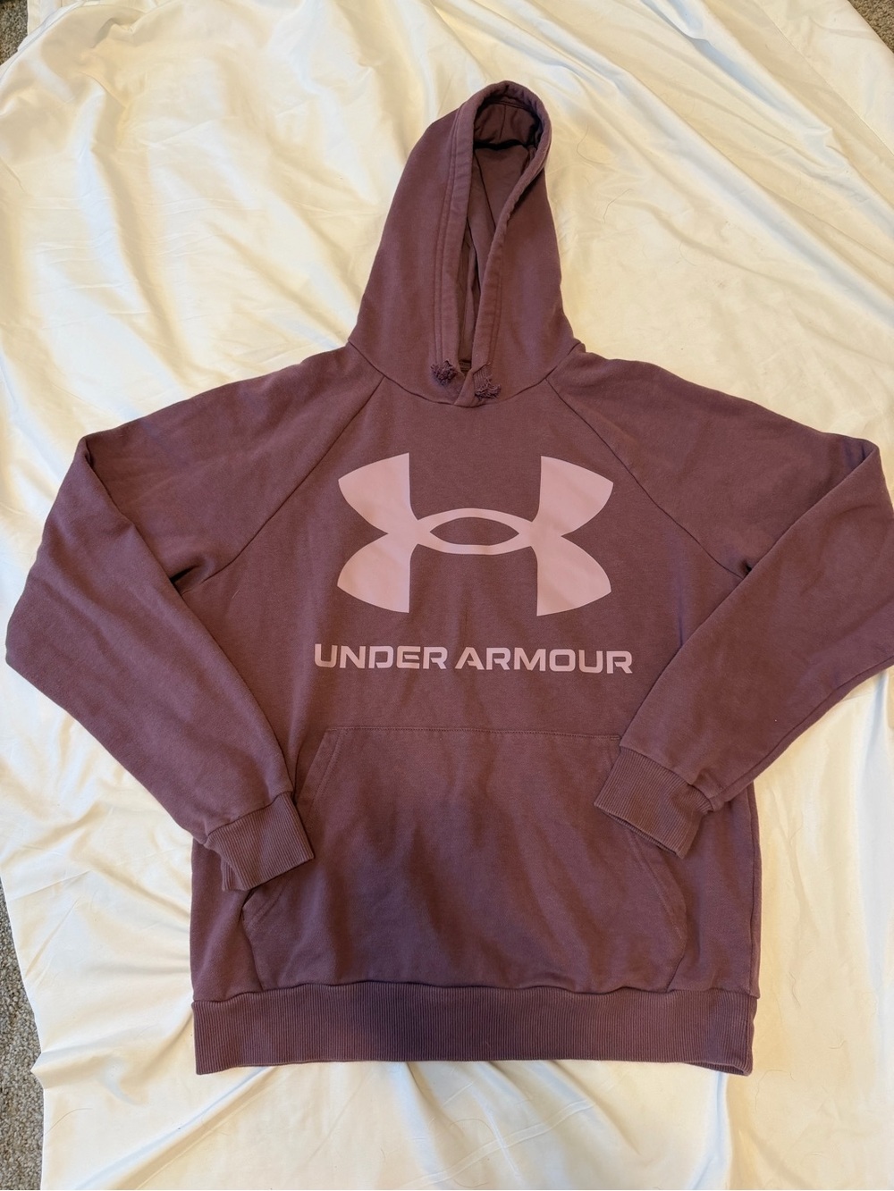 Under Armour Maroon Pullover Hoodie with Light Pink Logo